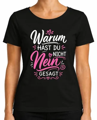 Productafbeelding van Waarom zei je niet nee? Schlagermuziekfeest-statement, ironisch dames T-shirt, zwart, maat 3XL
