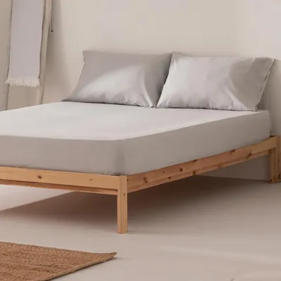 Imagen del producto de Sábana encimera, 120 x 200 x 30 cm, 100% algodón, transpirable, ajustable, color gris claro