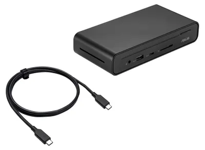 Produktbild von ASUS Triple Display USB-C Dock Duo DC301, Kabelgebunden, 90 W, 1000 Mbit/s, Schwarz, SD, 10 Gbit/s