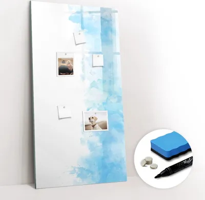 Produktbild von Magnetpinnwand Memoboard - Zubehörsatz - Schwarzer Marker + Schwamm + Magnete - 60 x 120 cm - Aquarellflecken