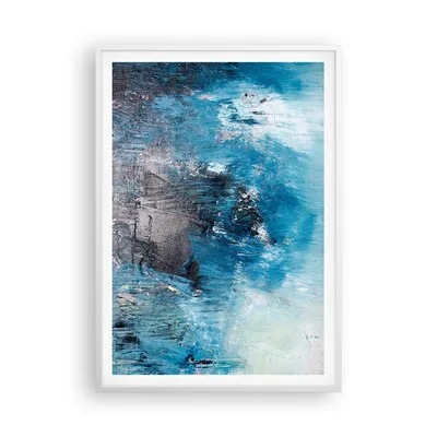 Produktbild von Gerahmtes Poster - Weißer Rahmen - Abstraktion Blau Schwarz - 70x100 cm - Wand Bild - Wanddeko - Wandbilder - Wandposter - Bilderrahmen - Bilder - Kunstdruck - Wandbild - P2WPA70x100-4155