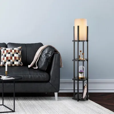 Image de Lampadaire Lampe sur pied Métal Noir H 130 cm E27 40 W IP20 Scandinave