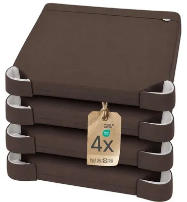 Produktbild von Sitzkissen Stuhlkissen Indoor & Outdoor 4er Set 40x40 cm - Braun - etérea Ella Stuhl Kissen Auflage