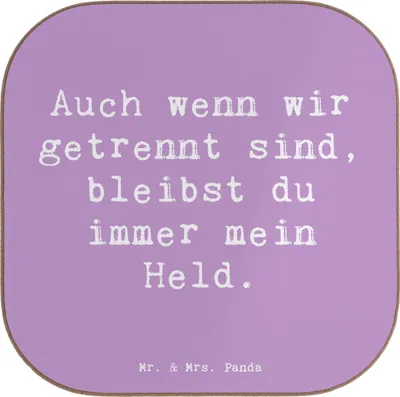 Produktbild von Mr. & Mrs. Panda Untersetzer Glas Spruch Trennung von den Eltern Held - Lavendeltraum - Geschenk, positive Energie, Vertrauem, positivity, gläseruntersetzer, Gläser, für