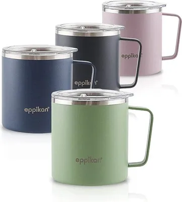 Obrázek produktu pro eppikan® EppiTall 2022 nerezový termohrnek, izolační hrnek, hrnek na kávu, hrnek na čaj, termohrnek 380 ml, víčko s uzavíratelným otvorem na pití (Moss Green)