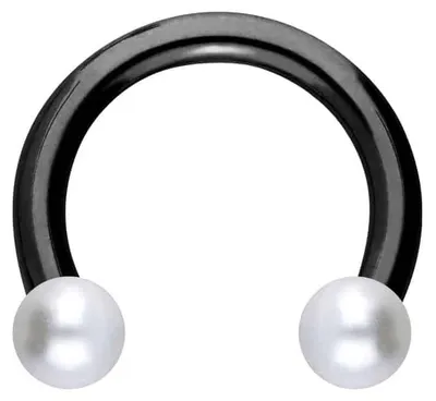 Produktbild von Ohrpiercing, Nasenpiercing, Septum Piercing Chirurgenstahl Hufeisenring SYNTHETISCHE PERLEN Farbe: Schwarz + Perlengröße: 4mm Innendurchmesser: 8mm + Stabstärke: 1,6mm