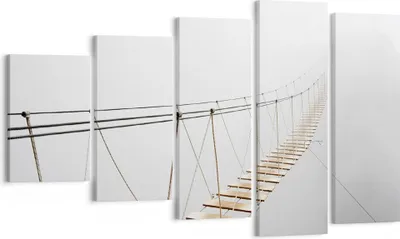 Produktbild von Bild auf Leinwand - Leinwandbild - 5 Teile - Brücke ausgesetzt Nebel - 100x60cm - Wand Bild - Wanddeko - Wandbilder - Leinwanddruck - Bilder - Wanddekoration - Leinwand bilder - EG100x60-5018