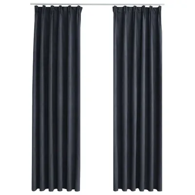 Image de vidaXL Rideaux occultants avec crochets 2 pcs. Anthracite 140x245 cm