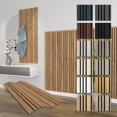 Produktbild von HEXIM Akustikpaneele 6 Stück 138,5x60cm Holz Mila - flexible Holzpaneele Platten Wandpaneele Wanddeko Wand Kombipaneel Wandverkleidung Schalldämmung Akustikfilz braun (4.98m² Pecan)