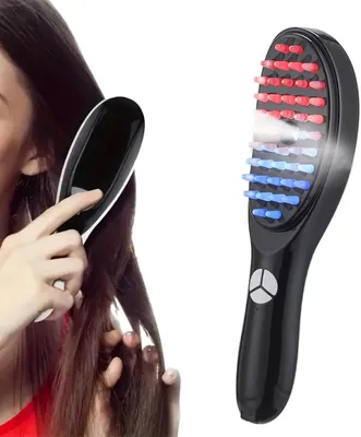 Produktbild von Elektrischer Massagekamm, Elektrischer Kopfmassagegeräte, Kopfhaut Massagebürste, Haarbürste Kopfhautpflege,  3 Modi Vibration, mit Rot und Blaulicht
