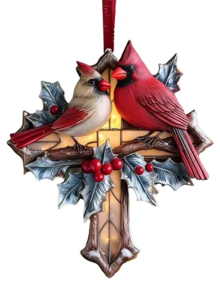 Produktbild von Weihnachtsbaumschmuck mit Vogelmotiv, christliches Symbol, hängende Dekoration, Vogel- und Glaubenssymbol, Ornament für Weihnachtsbaum, Eingangsbereich, Wohnzimmer, Weihnachtsdekoration