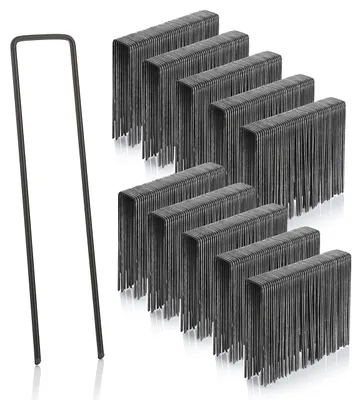 Image de Lot de 500 piquets de jardin en forme de U, en acier, de 150 mm