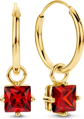 Produktbild von New Bling 9NB-1263 Silberohrringe mit Anhänger - Kristall - Quadratisch - Rot - 6mm - Ohrringe - 15x1.5mm - Ohrringe - Silber - Vergoldet/Gold auf Silber