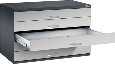 Produktbild von CP 7100 Planschrank schwarzgrau, weißaluminium 5 Schubladen 110,0 x 76,5 x 76,0 cm