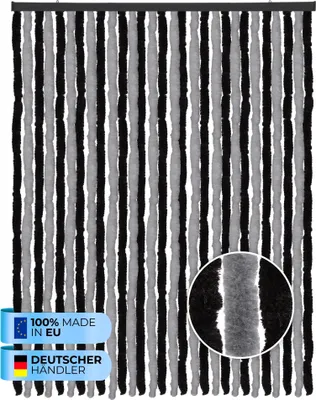 Obrázok produktu pre Flísová záclona (120x220 cm) na dvere "Antracit - čierna" ako ochrana proti hmyzu na balkón, terasu alebo do karavanu, obytného prívesu, pavilónu