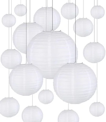 Papierlampions 20 Stück, Weiß, 10-30 cm, für Feste