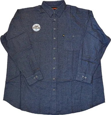 Produktbild von Übergrößen Flanell-Hemd KAMRO Dunkelblau-meliert Patches 5XL
