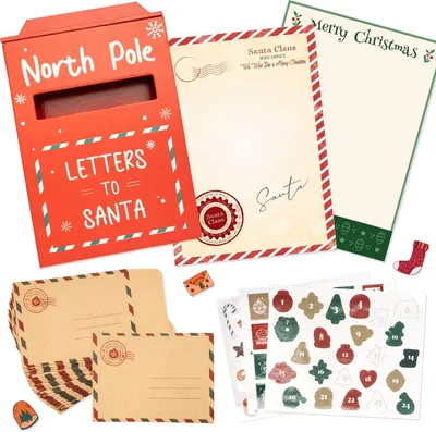 Produktbild von WichtelPostset Weihnachten mit Kabouterbriefkasten, 50 Briefpapier, 25 Umschläge, 3 Zahlensticker, Stempel