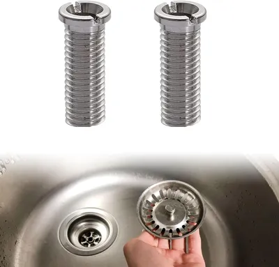 Obrázek produktu pro Dřez s odtokovým sítkem - Kuchyňský dřez - Šrouby - Odpadové šrouby pro umyvadla (univerzální) - 2 kusy (stříbrné - 35 mm)