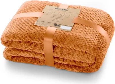 Zdjęcie produktu dla Koc z mikrofibry HENRY rudy 70x150 nowoczesny żakard