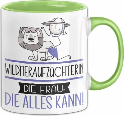 Produktbild von Wildtieraufzüchterin Geschenk Tasse Becher Die Frau Die Allen Kann Geschenkidee für eine Wildtieraufzüchterin Lustig (Grün)