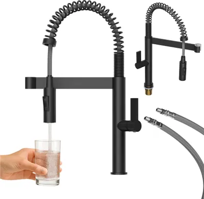 Produktbild von Granitan - Küchenarmatur - Wasserhahn Küche Höhe 44 cm - Mischbatterie Schwarz - ELARA