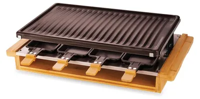 Raclette-Grill für 8 Personen, 1200 W, Bambus, PFAS-frei