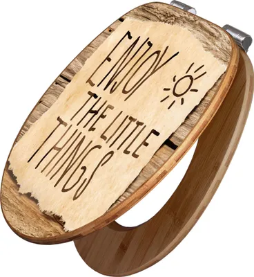 Produktbild von banjado Design WC Sitz Bambus Absenkautomatik -Happy Day - Toilettendeckel mit Absenkautomatik Holz/hochwertiger Bambus Klodeckel/WC-Sitz für alle gängigen Toiletten [TDB2 12497]