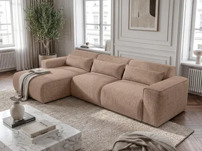 Produktbild von AX LIVING Wohnlandschaft mit Schlaffunktion Ruyam Beige Sofa 310 cm L