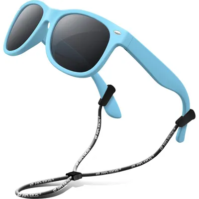 Image de Lunettes de soleil pour enfants, polarisées, avec bandeau, bleu clair, modèle RBK004