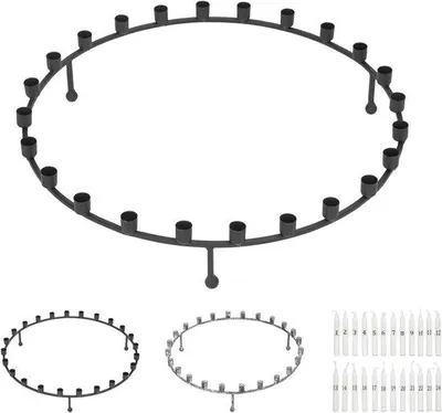 Produktbild von Kerzenring Adventskranz - Für 24 Kerzen - 36 cm Durchmesser - Schwarz