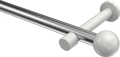 Produktbild von Interdeco Gardinenstange / Vorhangstange Chrom / Weiß, Typ Prestige Luino (Kugel) ohne Ringe, 20 mm Ø 1-läufig, 480 cm