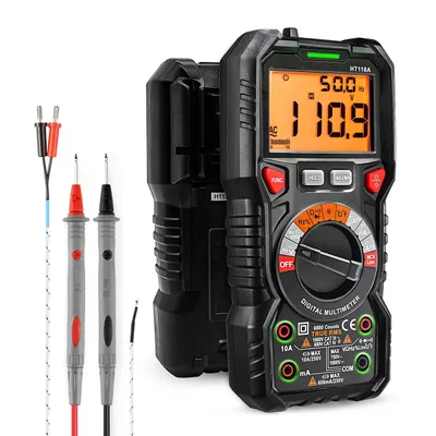 Produktbild von Digital Multimeter mit LED-Buchsen, Strommessgerät True RMS Auto-Range 6000 Zähler, misst Spannung,Kapazität, Temperatur, Widerstand für Elektriker