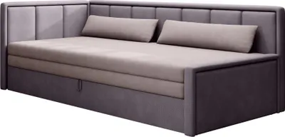 Produktbild von Sofa mit Schlaffunktion und Bettkasten Couch für Wohnzimmer Schlafsofa, Polstersofa Wohnlandschaft mit Bettfunktion - 214x77x82 cm  - FULO (Links, Rosa + Violett - Poco 101 + 41)