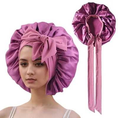 Image de Bonnet de nuit en satin Damen, réglable, couleur prune