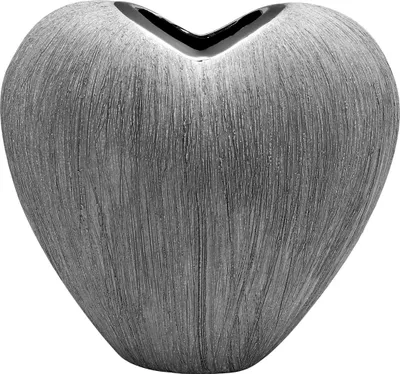 Produktbild von Keramik Herz-Vase Vulcanos grau-Silber glänzend ca. 16 cm hoch 47202