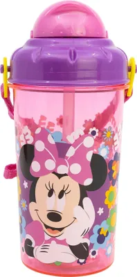 Zdjęcie produktu dla Butelka do picia dla dzieci Disney Minnie 465 ml ze słomką i paskiem do przenoszenia