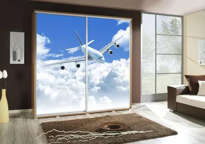 Produktbild von Kleiderschrank GILES Schwebetürenschrank mit Grafiken 205x215 cm