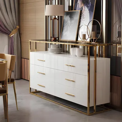 Produktbild von Vitrine Anrichte Schrank Kommode Modern Stil Wohnzimmer Kollektion Vitrinen Neu