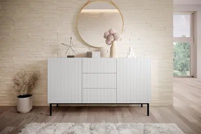 Zdjęcie produktu dla Biała Komoda Z Szufladami Duża Szafka Nowoczesna Pojemna Salon 150 Cm Mdf