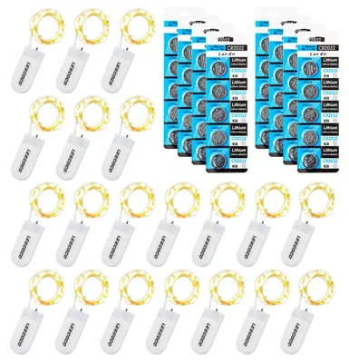 Obrázek produktu pro LED světelný řetěz na baterie, 2 metry, 20 LED diod, teplá bílá barva