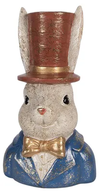 Image de Clayre & Eef Figurine de décoration Lapin 17x13x29 cm Beige Plastique
