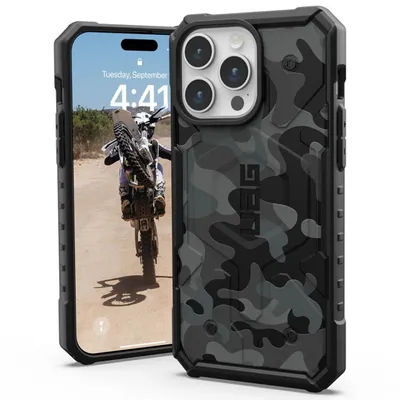 Produktbild von Urban Armor Gear 114283114061, Cover, Apple, iPhone 15 Pro, 15,5 cm (6.1"), Schwarz, Camouflage, Grau