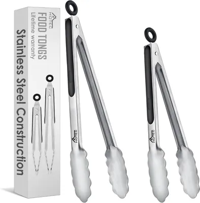 Produktbild von Küchenzange – Set aus 2 Stück – 30,5 cm – Edelstahl – Spülmaschinenfest – Rutschfest – Schwarz