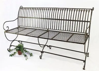 Produktbild von Gartenbank aus Metall mit 3 Sitzplätzen - Braun, 153 cm