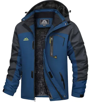 Produktbild von Herren Winterjacke wasserdicht winddicht warm gefüttert mit Kapuze 3XL Denim Blau