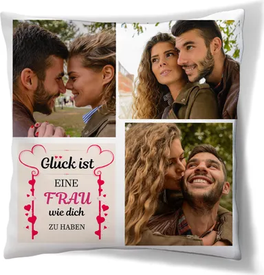 Produktbild von Personalisiertes FOTOGESCHENK, 45 x 45 cm, Kissen, mit eigenem Foto, mit Füllung, Frauen Tag Geschenk, Motiv Herz Frau [091]