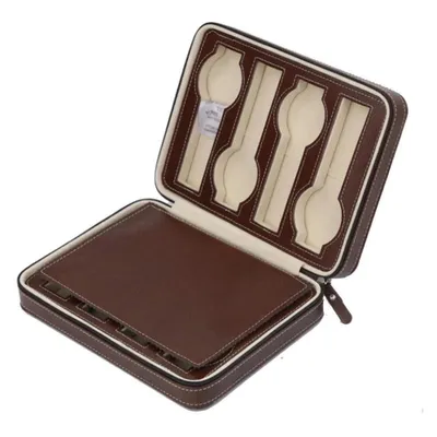 Produktbild von Uhrenbox für 4 oder 8 Uhren – Uhrenetui aus Kunstleder, Reise-Uhrenkoffer zur sicheren Aufbewahrung ( 8er braun )