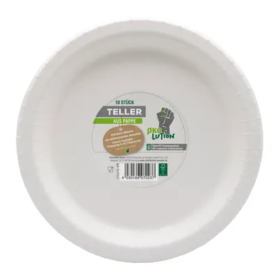 Produktbild von Ökolution Einweg Teller/Schalen weiß, Papier, umweltfreundlich, Größe:Ø 26 cm, Verpackungseinheit;Größe:10 Stück;Ø 26 cm