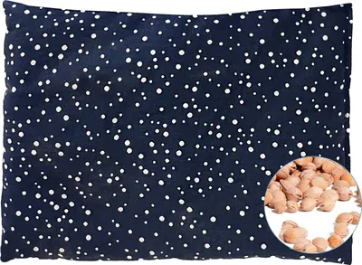 Produktbild von Kirschkernkissen Materialmix Karo – Tupfen, blau, 20 x 30 cm